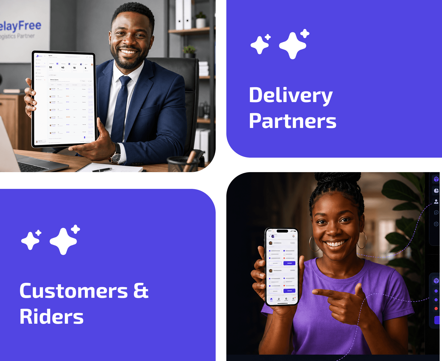 DelayFree users and delivery partners
